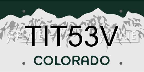 TIT53V Colorado License Plate