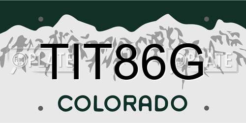 TIT86G Colorado License Plate