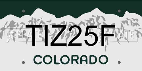 TIZ25F Colorado License Plate