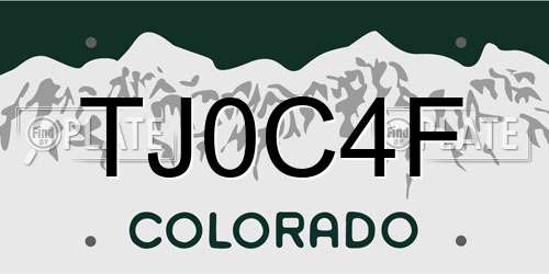 TJ0C4F Colorado License Plate