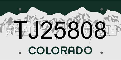TJ25808 Colorado License Plate