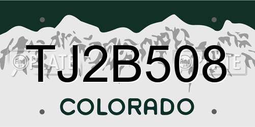 TJ2B508 Colorado License Plate