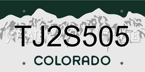 TJ2S505 Colorado License Plate