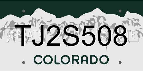 TJ2S508 Colorado License Plate