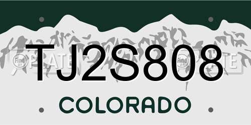 TJ2S808 Colorado License Plate