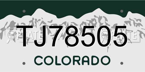 TJ78505 Colorado License Plate