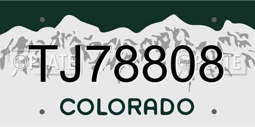 TJ78808 Colorado License Plate