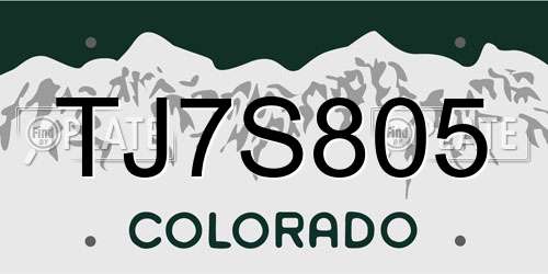 TJ7S805 Colorado License Plate