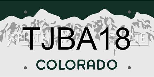 TJBA18 Colorado License Plate