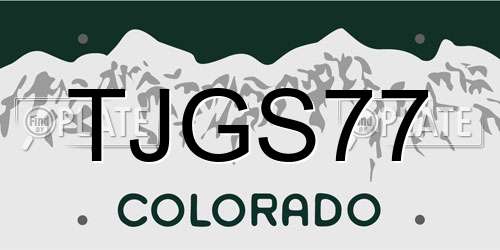 TJGS77 Colorado License Plate