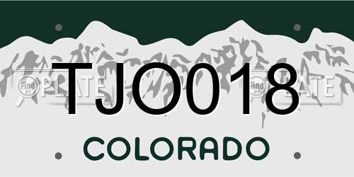 TJO018 Colorado License Plate