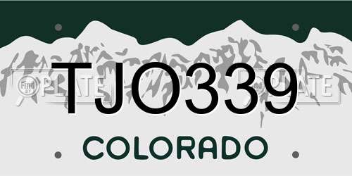 TJO339 Colorado License Plate