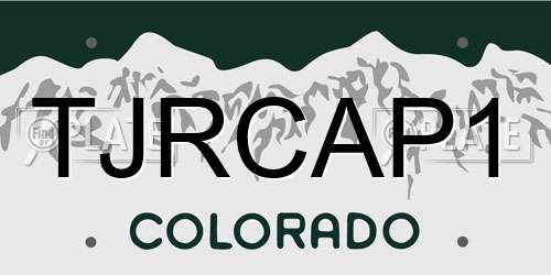 TJRCAP1 Colorado License Plate