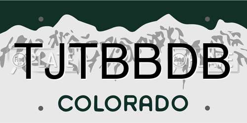 TJTBBDB Colorado License Plate