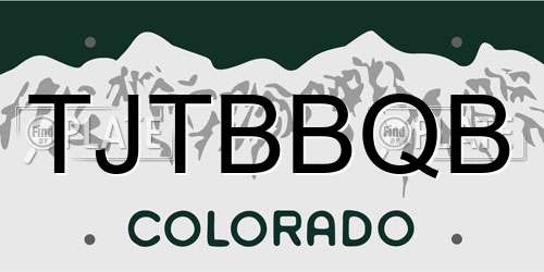 TJTBBQB Colorado License Plate