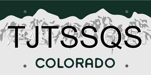 TJTSSQS Colorado License Plate
