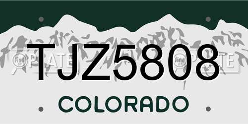 TJZ5808 Colorado License Plate