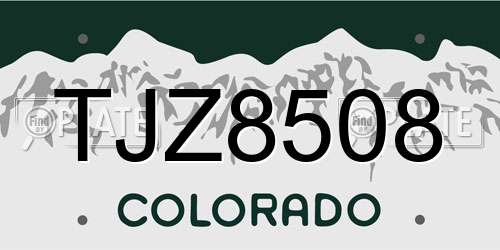 TJZ8508 Colorado License Plate