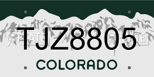 TJZ8805 Colorado License Plate