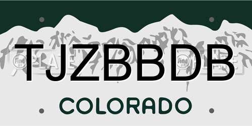 TJZBBDB Colorado License Plate