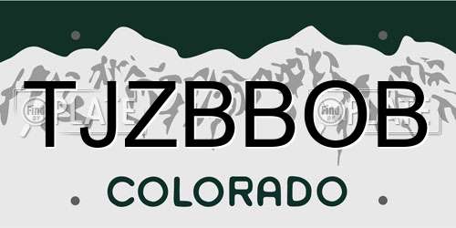 TJZBBOB Colorado License Plate