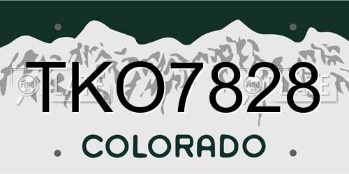 TKO7828 Colorado License Plate