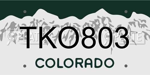 TKO803 Colorado License Plate