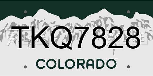 TKQ7828 Colorado License Plate