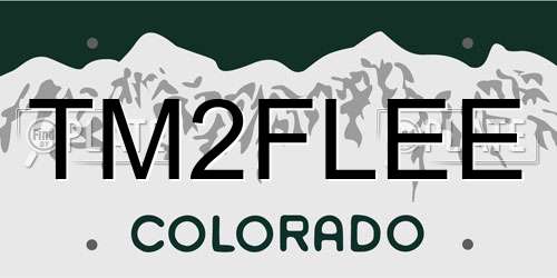 TM2FLEE Colorado License Plate