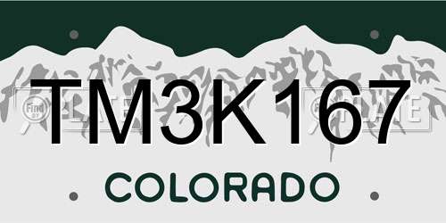 TM3K167 Colorado License Plate