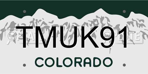 TMUK91 Colorado License Plate