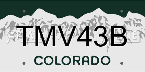 TMV43B Colorado License Plate