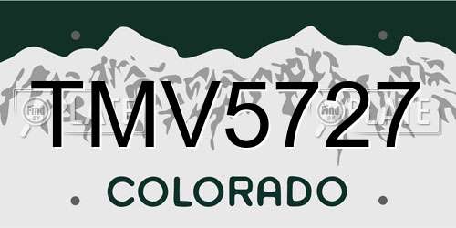 TMV5727 Colorado License Plate
