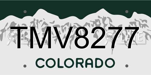 TMV8277 Colorado License Plate