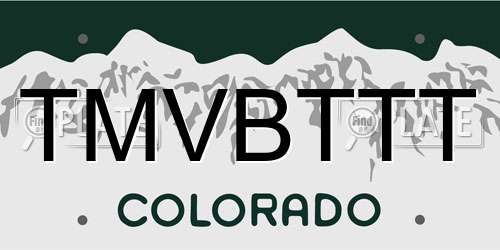 TMVBTTT Colorado License Plate