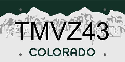 TMVZ43 Colorado License Plate