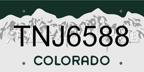 TNJ6588 Colorado License Plate