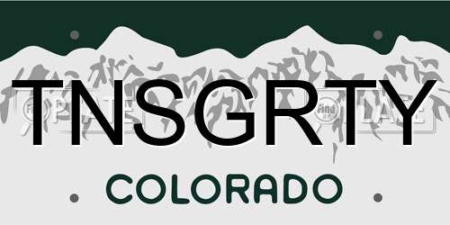 TNSGRTY Colorado License Plate