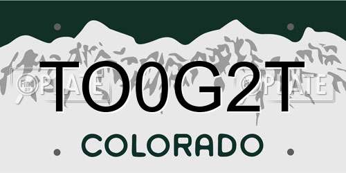 TO0G2T Colorado License Plate