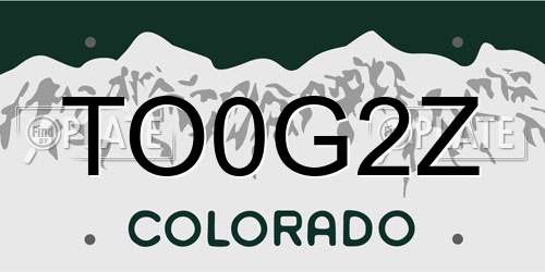 TO0G2Z Colorado License Plate