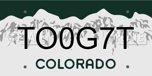 TO0G7T Colorado License Plate