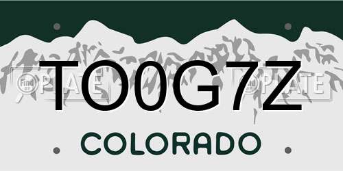 TO0G7Z Colorado License Plate