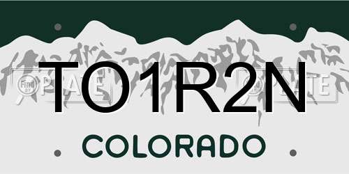 TO1R2N Colorado License Plate