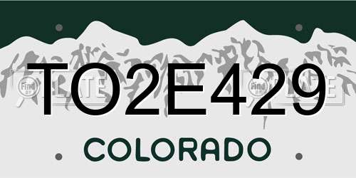 TO2E429 Colorado License Plate