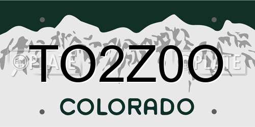 TO2Z0O Colorado License Plate