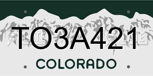 TO3A421 Colorado License Plate
