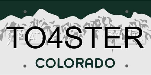TO4STER Colorado License Plate