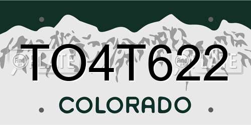 TO4T622 Colorado License Plate
