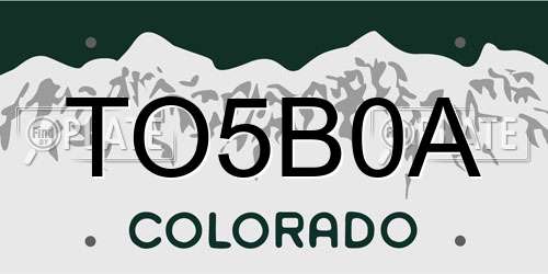 TO5B0A Colorado License Plate