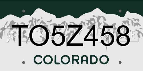 TO5Z458 Colorado License Plate